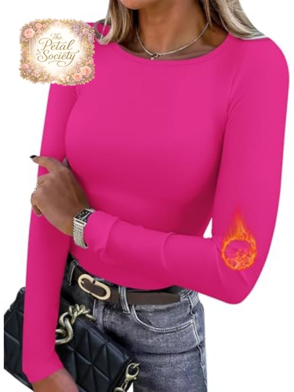 WIHOLL Women's Long Sleeve Thermal Shirt Light Fleece Crew Neck Casual